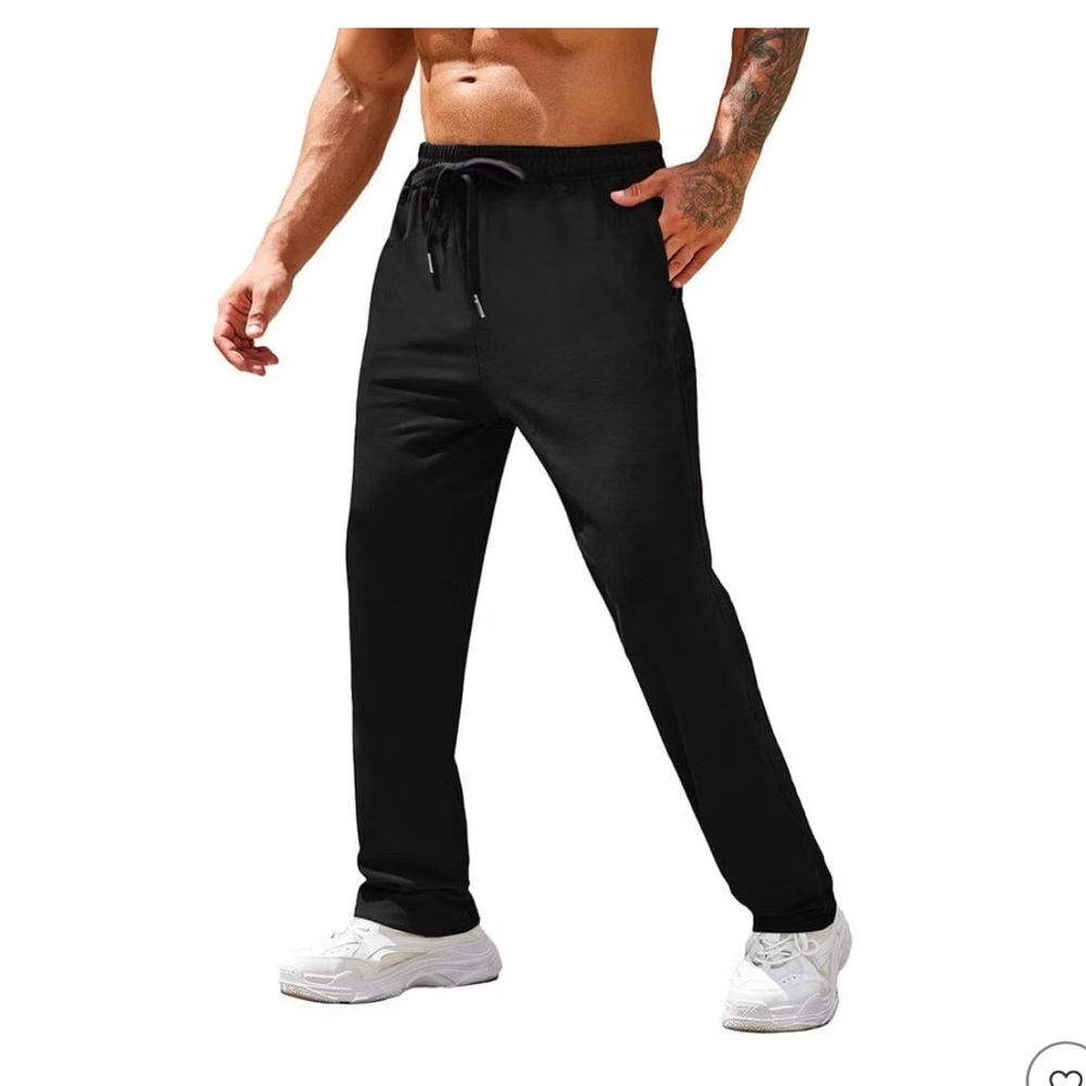 Coofandy Men's Black Elastic-Waist Joggers with Drawstring